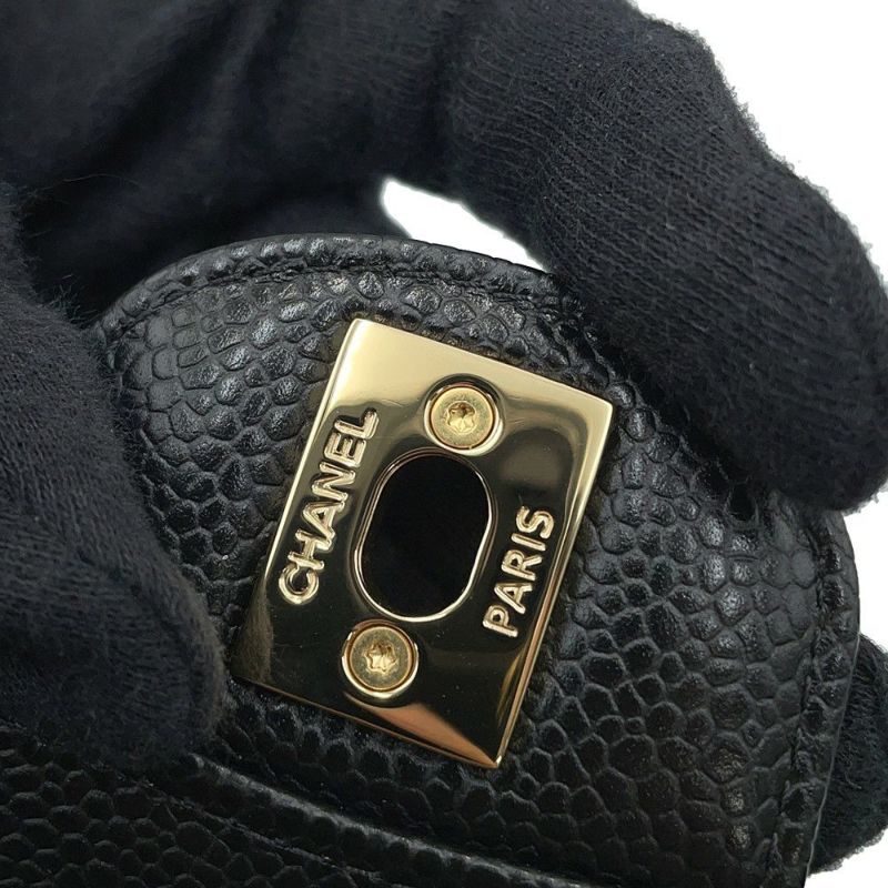 シャネル チェーンショルダーバッグ マトラッセ23 ココマーク ダブルチェーン キャビアスキン A01113 CHANEL 黒