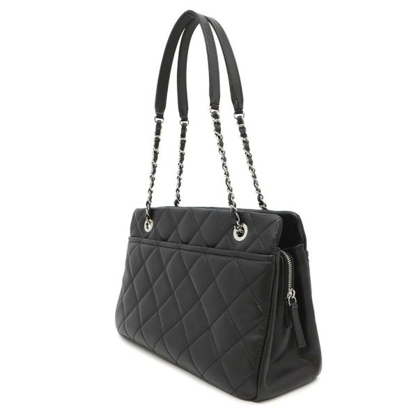 シャネル トートバッグ マトラッセ ココマーク ダブルチェーン キャビアスキン A67294 CHANEL ショルダーバッグ 黒