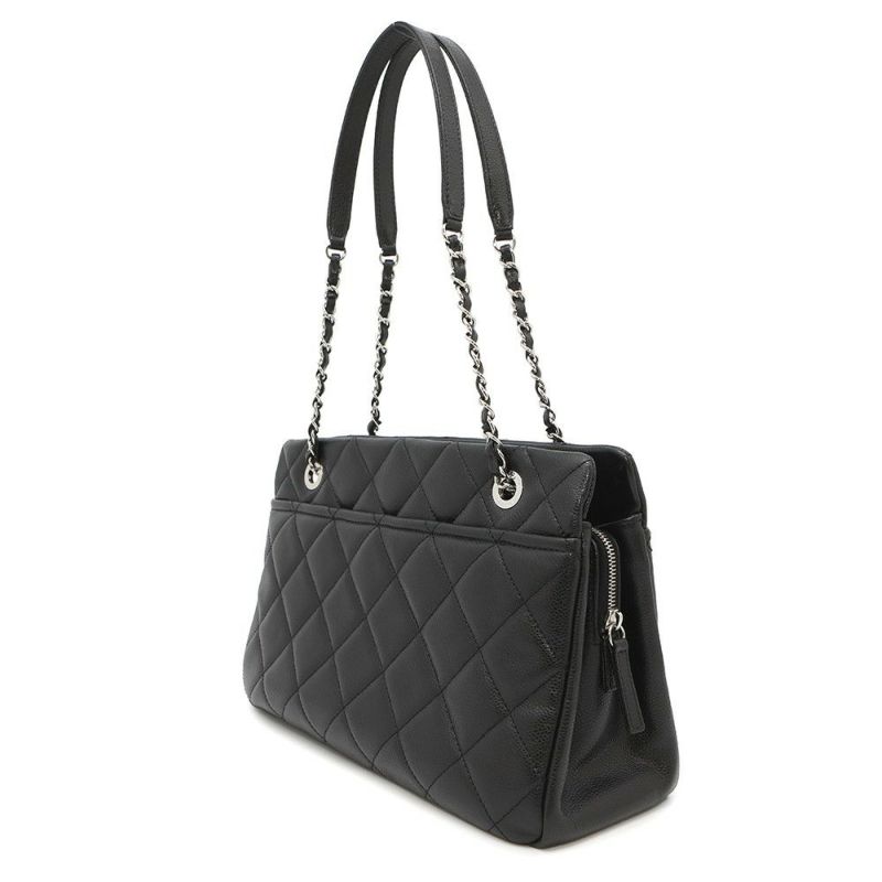 シャネル トートバッグ マトラッセ ココマーク ダブルチェーン キャビアスキン A67294 CHANEL ショルダーバッグ 黒