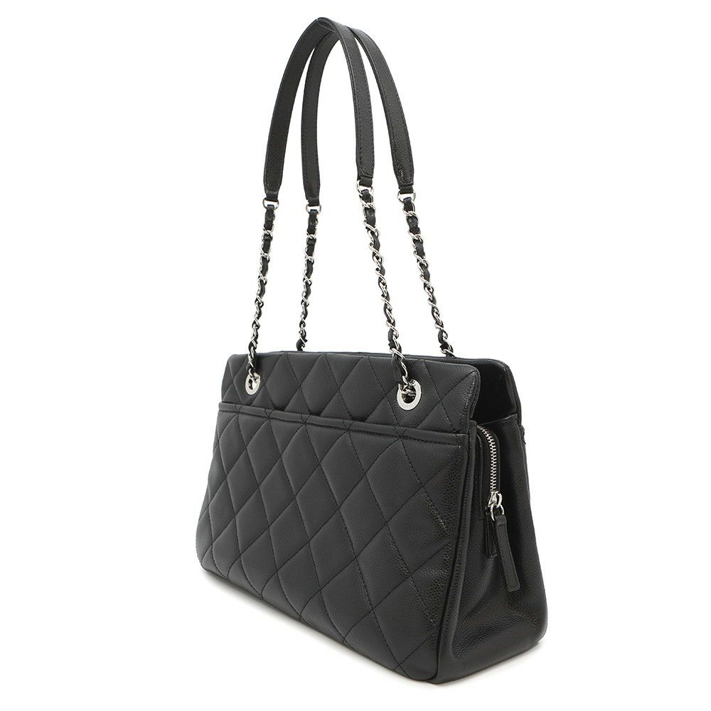 シャネル トートバッグ マトラッセ ココマーク ダブルチェーン キャビアスキン A67294 CHANEL ショルダーバッグ 黒