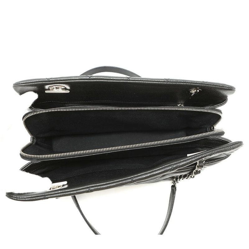 シャネル トートバッグ マトラッセ ココマーク ダブルチェーン キャビアスキン A67294 CHANEL ショルダーバッグ 黒