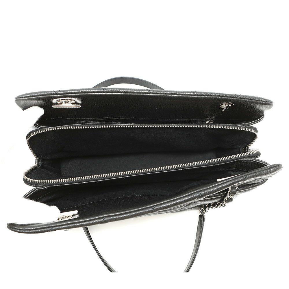 シャネル トートバッグ マトラッセ ココマーク ダブルチェーン キャビアスキン A67294 CHANEL ショルダーバッグ 黒