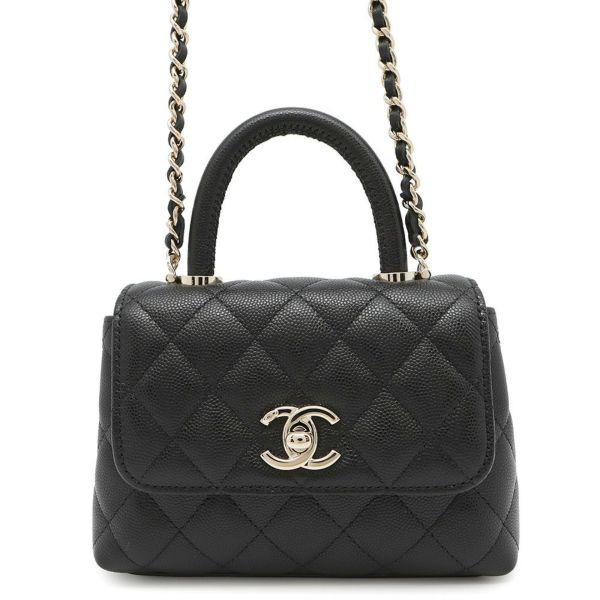 シャネル ハンドバッグ マトラッセ ココハンドル ミニミニ キャビアスキン AP4244 2wayチェーンショルダー 黒