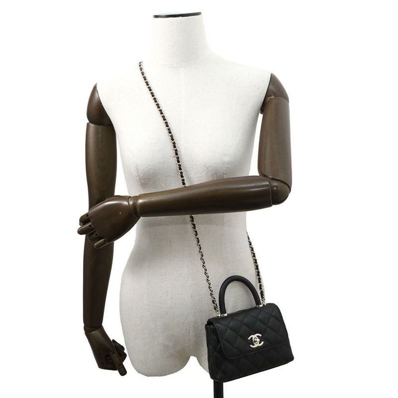 シャネル ハンドバッグ マトラッセ ココハンドル ミニミニ キャビアスキン AP4244 2wayチェーンショルダー 黒