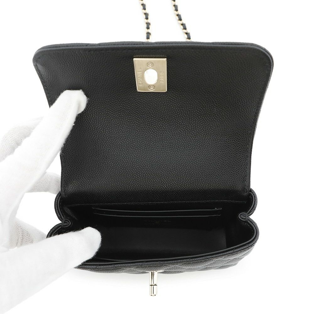 シャネル ハンドバッグ マトラッセ ココハンドル ミニミニ キャビアスキン AP4244 2wayチェーンショルダー 黒