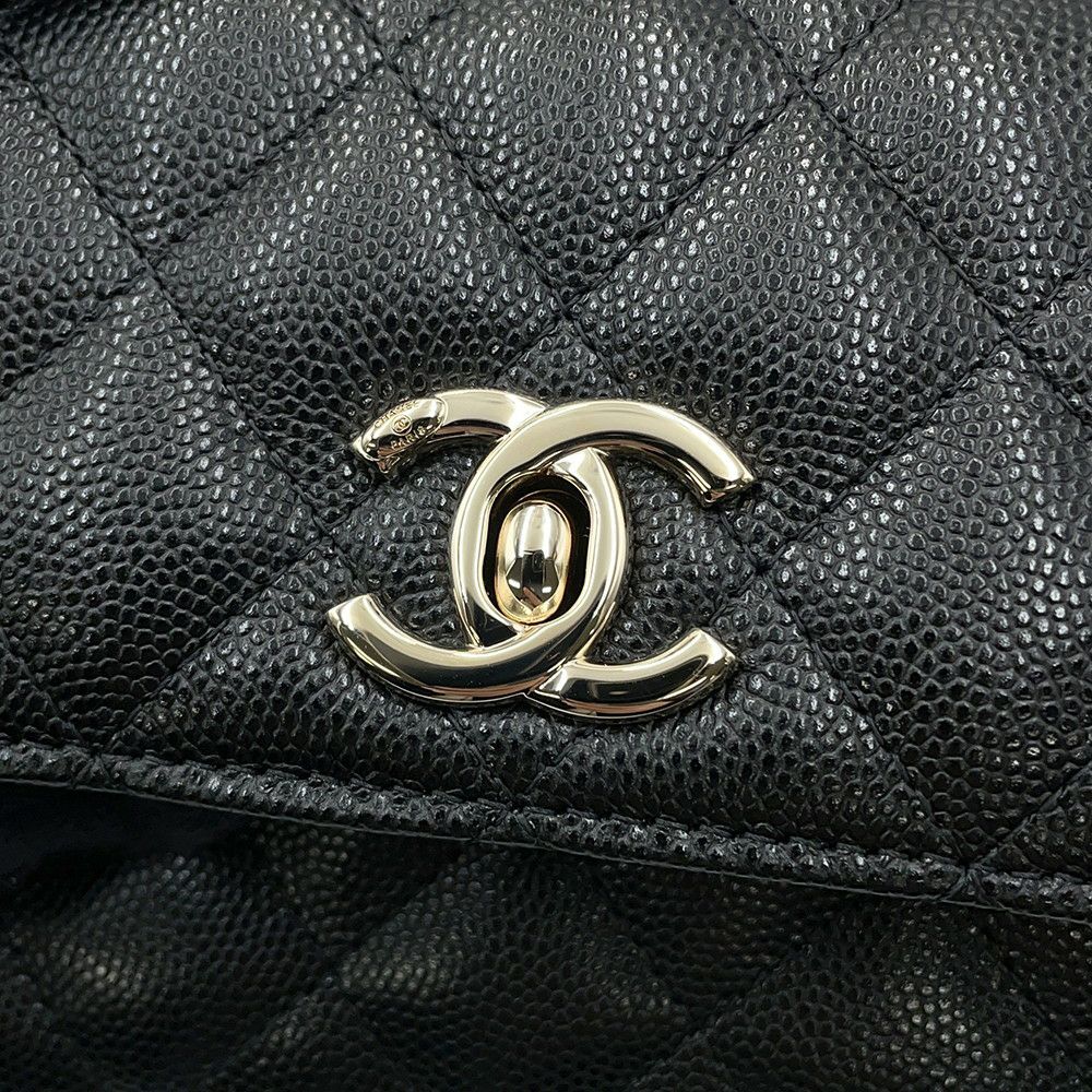 シャネル ハンドバッグ マトラッセ ココハンドル ミニミニ キャビアスキン AP4244 2wayチェーンショルダー 黒