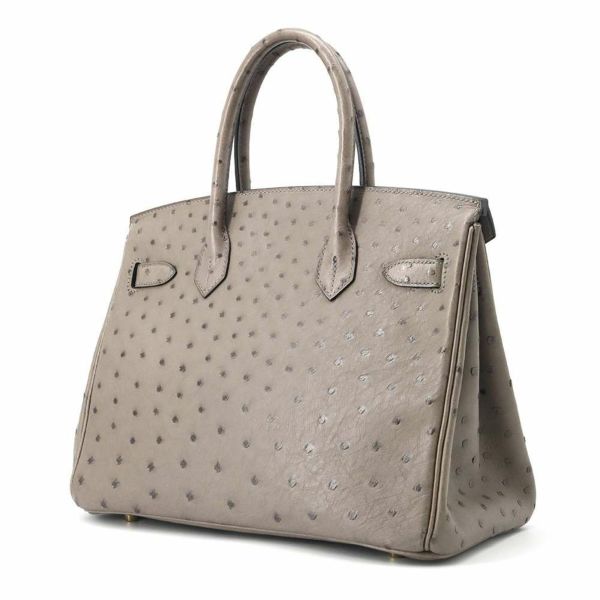 エルメス バーキン30 ムース/ゴールド金具 オーストリッチ □O刻印 HERMES Birkin ハンドバッグ