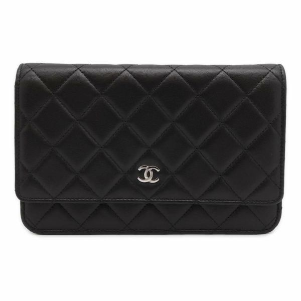 シャネル チェーンウォレット クラシック マトラッセ ココマーク ラムスキン AP0250 CHANEL 財布 黒