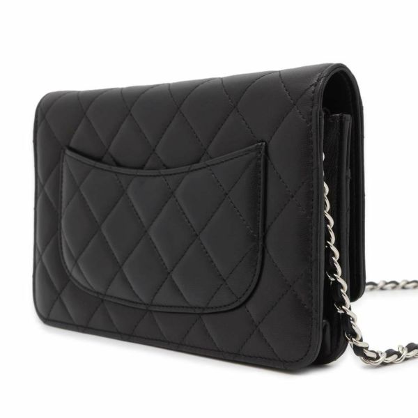 シャネル チェーンウォレット クラシック マトラッセ ココマーク ラムスキン AP0250 CHANEL 財布 黒