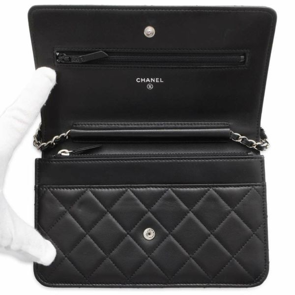 シャネル チェーンウォレット クラシック マトラッセ ココマーク ラムスキン AP0250 CHANEL 財布 黒