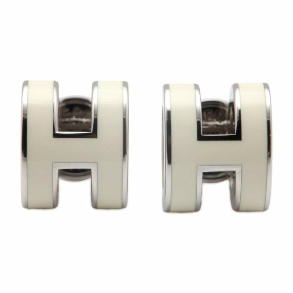 エルメス ピアス ミニ・ポップアッシュ ホワイト/シルバー金具 Hモチーフ HERMES Pop H ポップH