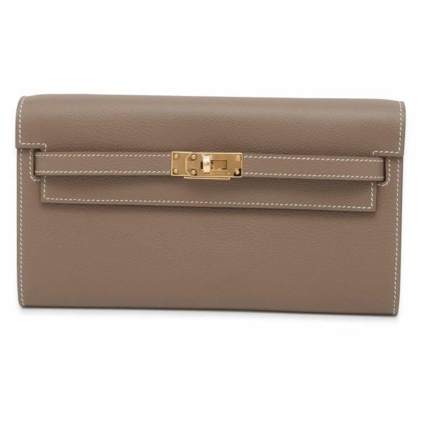 エルメス ケリーウォレット ロング トゥーゴー エトゥープ/ゴールド金具 エバーカラー B刻印