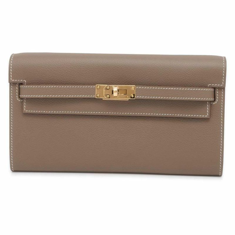 エルメス ケリーウォレット ロング トゥーゴー エトゥープ/ゴールド金具 エバーカラー B刻印