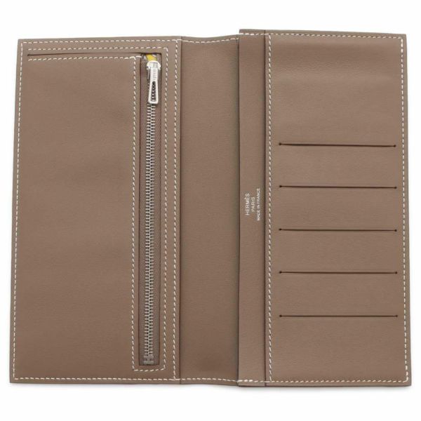 エルメス 二つ折り長財布 シチズンツイル ロング エトゥープ/シルバー