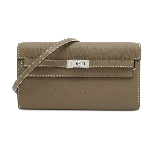 エルメス ケリーウォレット ロング トゥーゴー エトゥープ/シルバー金具 エプソン B刻印 財布