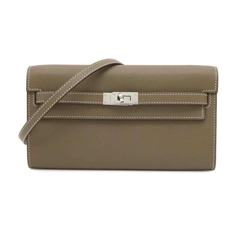 エルメス ケリーウォレット ロング トゥーゴー エトゥープ/シルバー金具 エプソン B刻印 財布