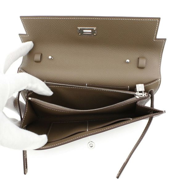 エルメス ケリーウォレット ロング トゥーゴー エトゥープ/シルバー金具 エプソン B刻印 財布