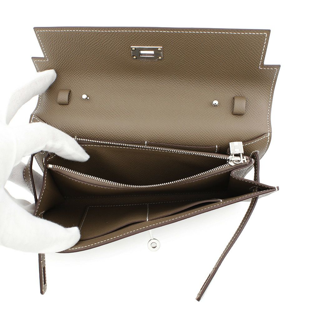 エルメス ケリーウォレット ロング トゥーゴー エトゥープ/シルバー金具 エプソン B刻印 財布