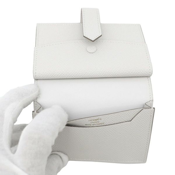 エルメス カードケース ベアン ミニ 小銭入れ付き グリスペール/ゴールド金具 エプソン B刻印 HERMES 名刺入れ コインケース