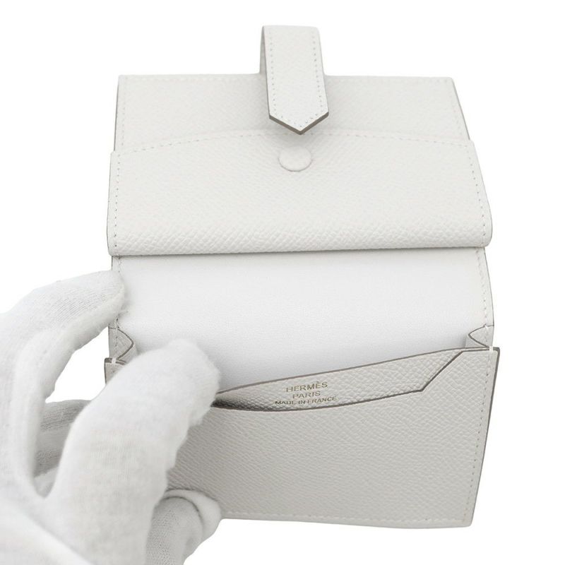 エルメス カードケース ベアン ミニ 小銭入れ付き グリスペール/ゴールド金具 エプソン B刻印 HERMES 名刺入れ コインケース