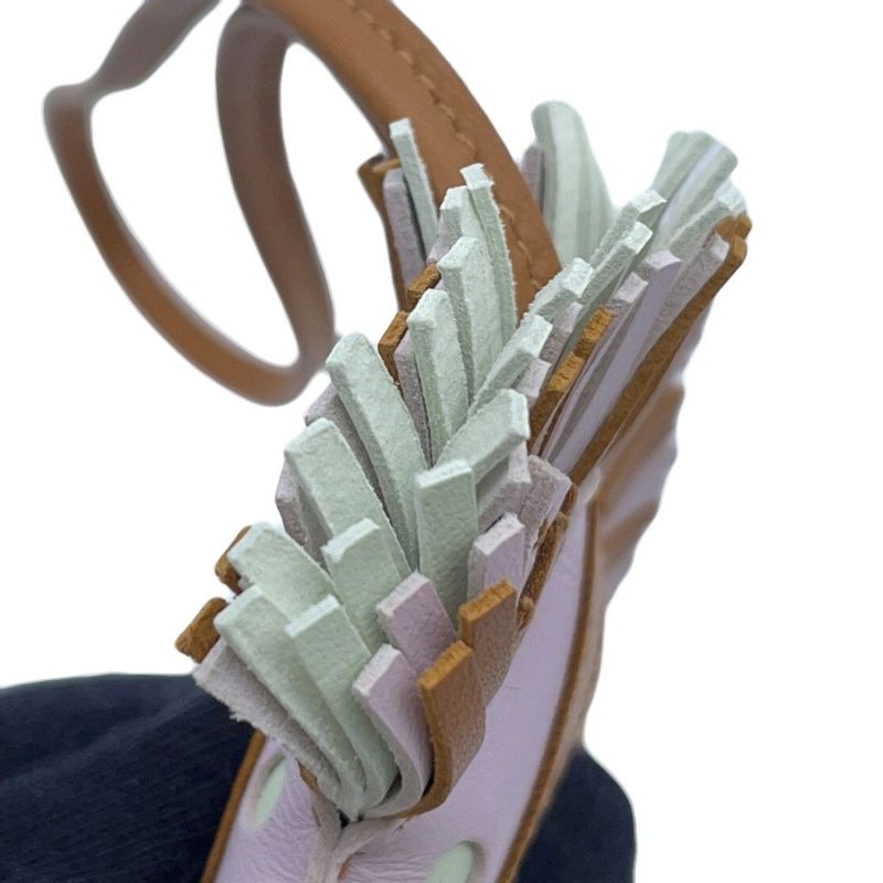 エルメス バッグチャーム ジージー・サバンナ モーヴペール/ゴールド/ヴェールフィズ ラムスキン U刻印 チャーム シマウマ