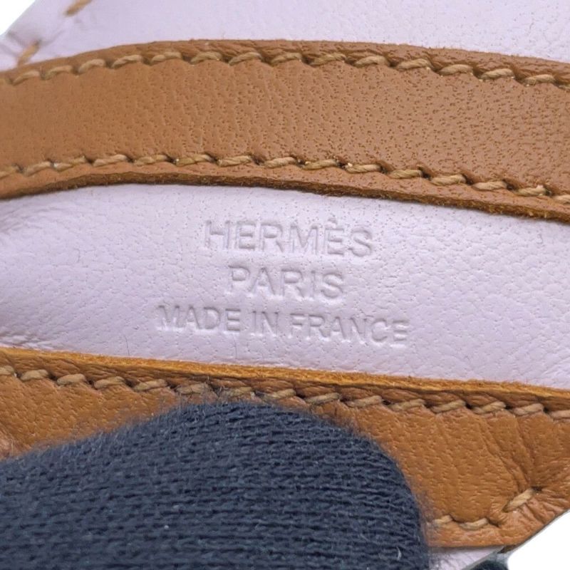 エルメス バッグチャーム ジージー・サバンナ モーヴペール/ゴールド/ヴェールフィズ ラムスキン U刻印 チャーム シマウマ