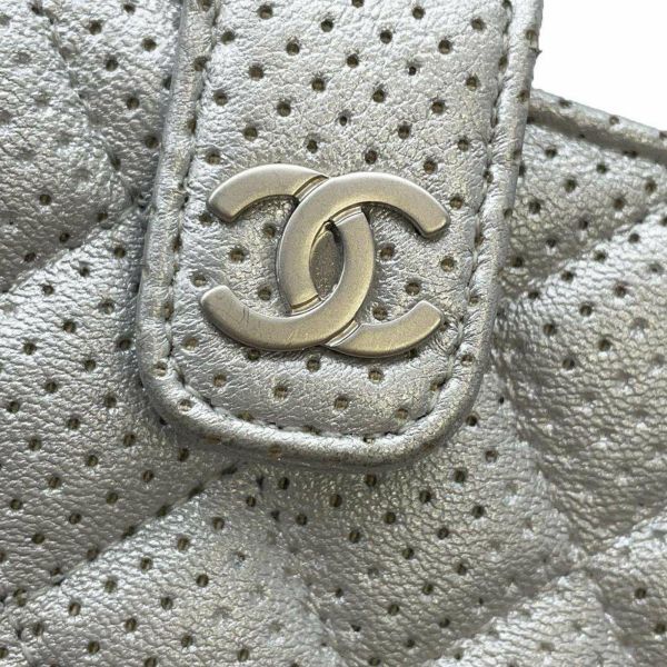 シャネル ポーチ マトラッセ ココマーク レザー CHANEL シルバー