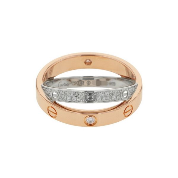 カルティエ リング ビーラブ リング LOVE ダイヤモンド 52P 計0.19ct K18PG/K18WG リングサイズ52 B4094650 Cartier 指輪
