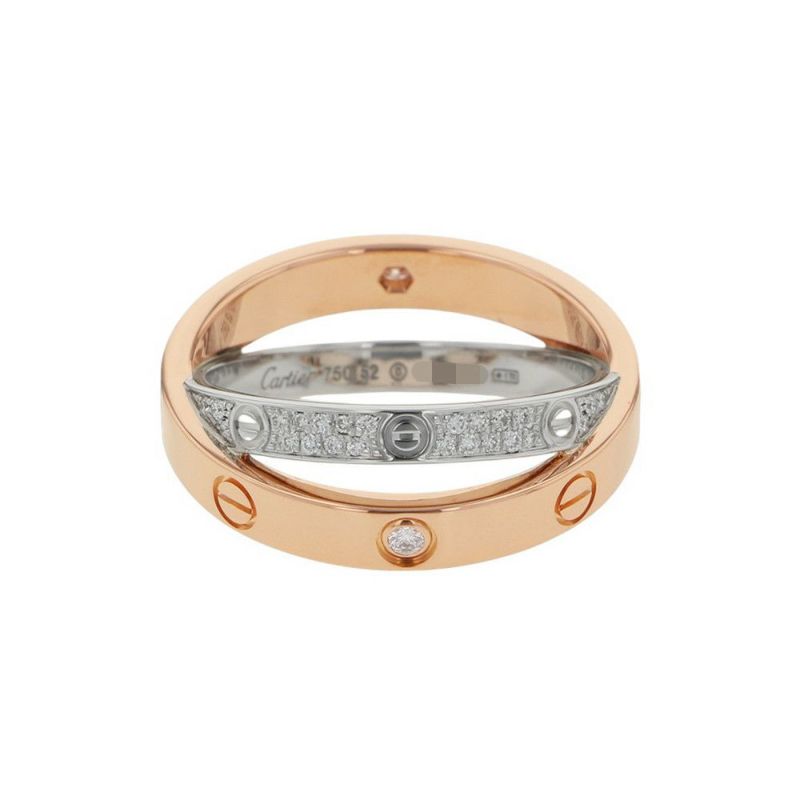 カルティエ リング ビーラブ リング LOVE ダイヤモンド 52P 計0.19ct K18PG/K18WG リングサイズ52 B4094650 Cartier 指輪