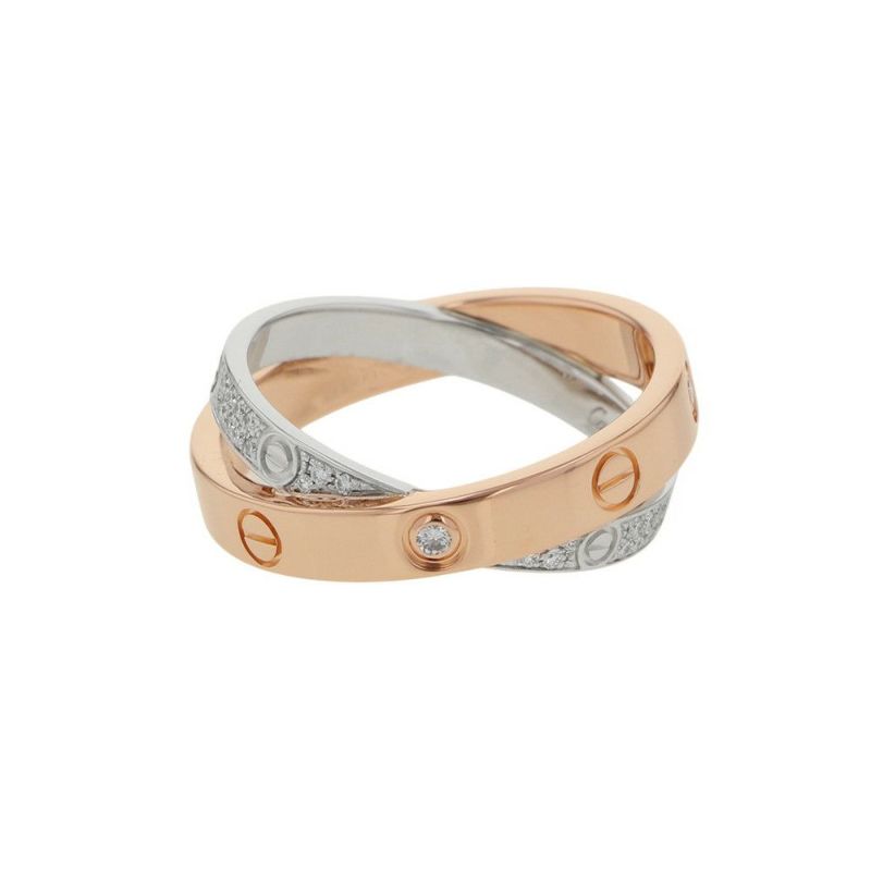 カルティエ リング ビーラブ リング LOVE ダイヤモンド 52P 計0.19ct K18PG/K18WG リングサイズ52 B4094650 Cartier 指輪