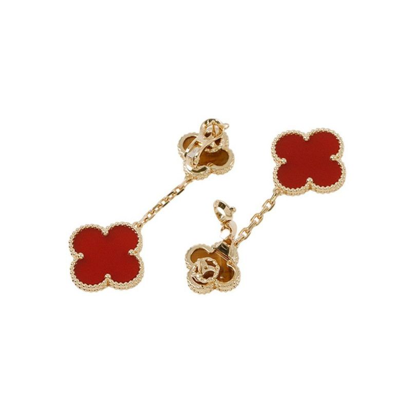 ヴァンクリ ピアス マジック アルハンブラ イヤリング 2モチーフ カーネリアン タイガーズアイ K18YG VCARN5JR00