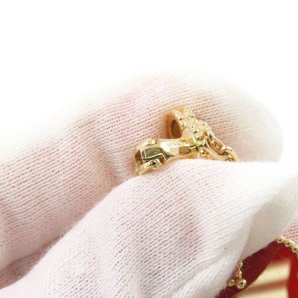 ヴァンクリ ピアス マジック アルハンブラ イヤリング 2モチーフ カーネリアン タイガーズアイ K18YG VCARN5JR00