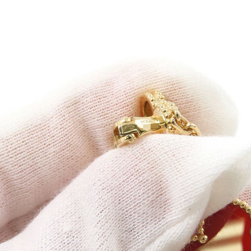 ヴァンクリ ピアス マジック アルハンブラ イヤリング 2モチーフ カーネリアン タイガーズアイ K18YG VCARN5JR00