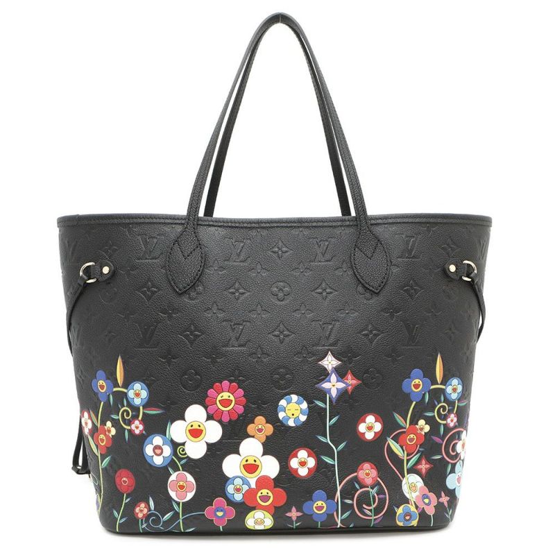 ルイヴィトン トートバッグ モノグラム・アンプラント LV×TM ネヴァーフルMM M13675 黒 ブラック 村上隆 コラボ