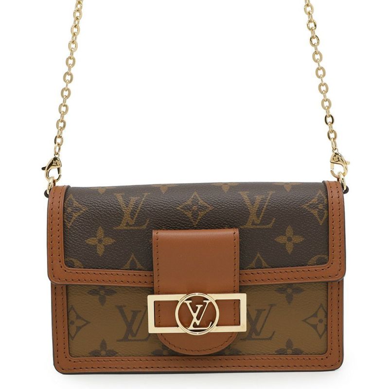 ルイヴィトン チェーンウォレット モノグラム・リバース ポルトフォイユ・ドーフィーヌ M68746 財布 黒 ブラック