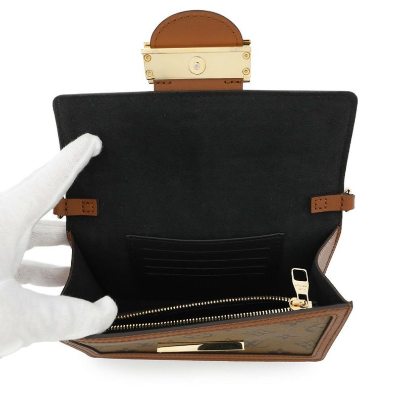 ルイヴィトン チェーンウォレット モノグラム・リバース ポルトフォイユ・ドーフィーヌ M68746 財布 黒 ブラック