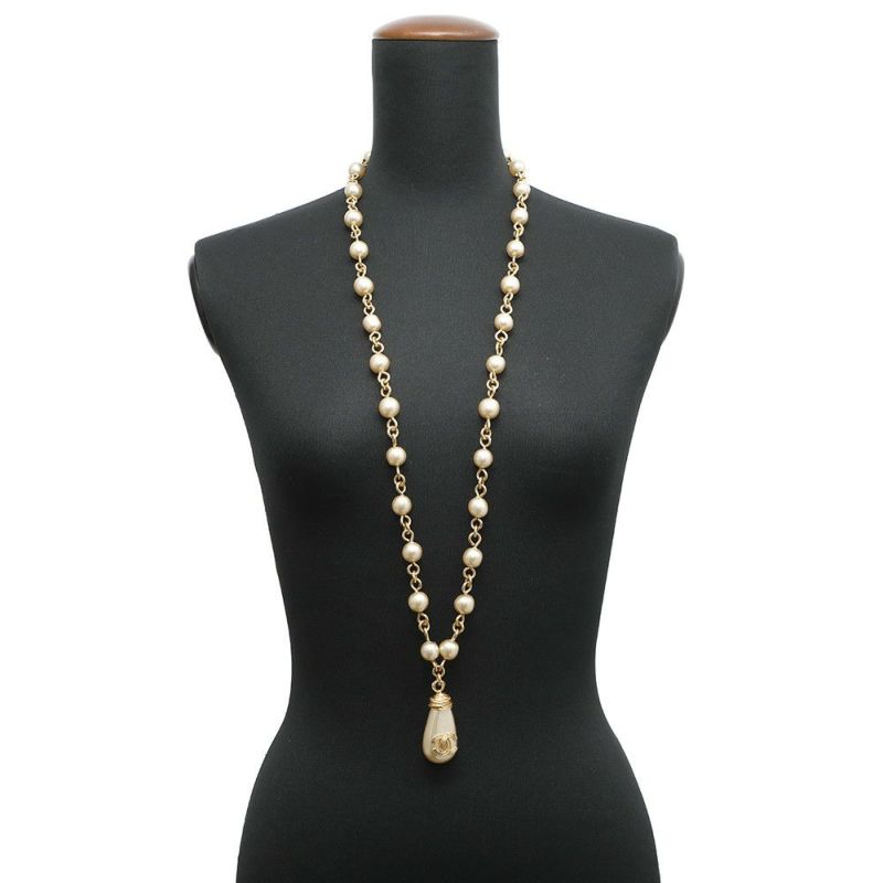 シャネル ロングネックレス ヴィンテージ ココマーク フェイクパール 94 A CHANEL