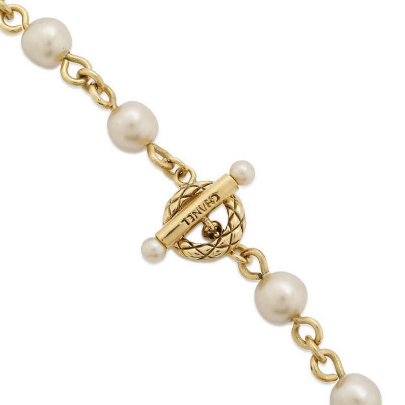 シャネル ロングネックレス ヴィンテージ ココマーク フェイクパール 94 A CHANEL