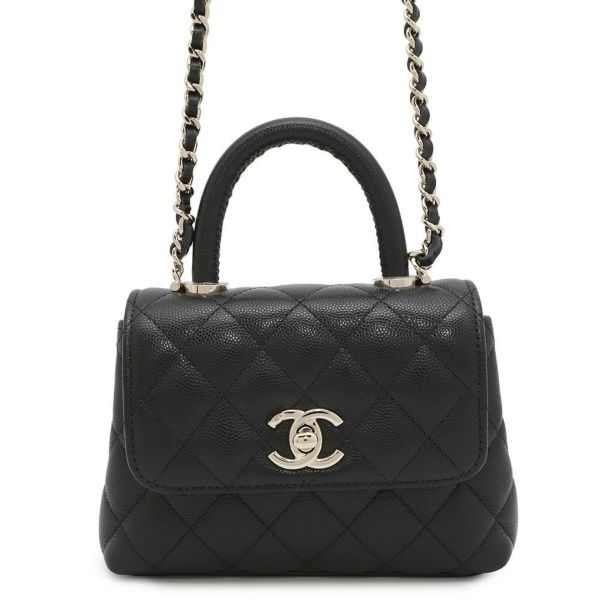 シャネル ハンドバッグ マトラッセ ココハンドル ミニミニ キャビアスキン AP4244 2wayチェーンショルダーバッグ 黒