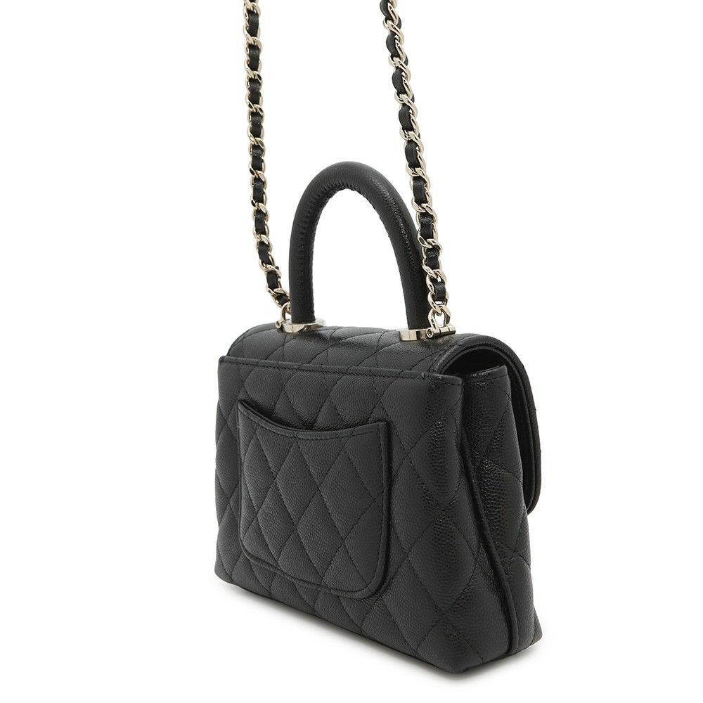 シャネル ハンドバッグ マトラッセ ココハンドル ミニミニ キャビアスキン AP4244 2wayチェーンショルダーバッグ 黒