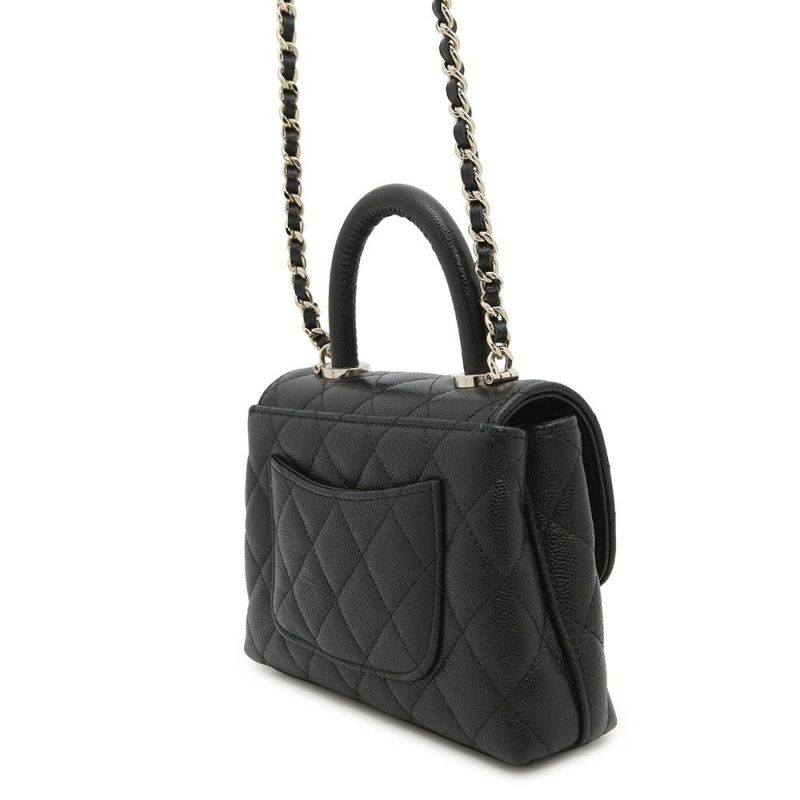 シャネル ハンドバッグ マトラッセ ココハンドル ミニミニ キャビアスキン AP4244 2wayチェーンショルダーバッグ 黒