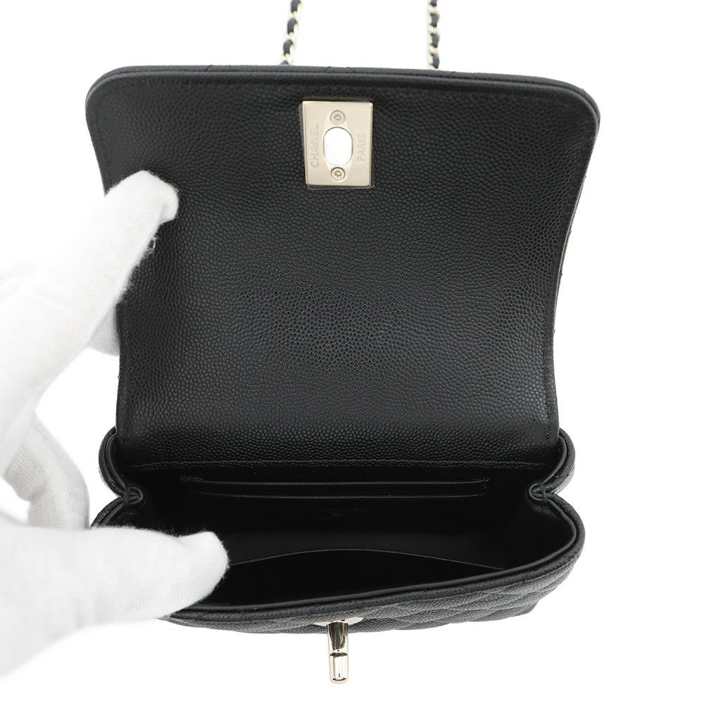 シャネル ハンドバッグ マトラッセ ココハンドル ミニミニ キャビアスキン AP4244 2wayチェーンショルダーバッグ 黒