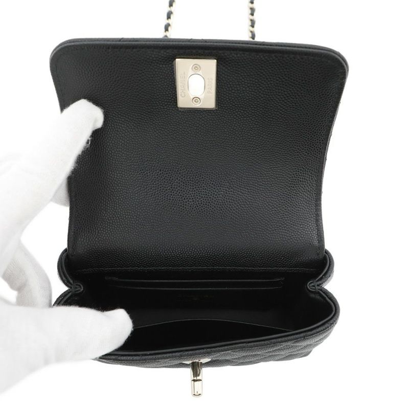 シャネル ハンドバッグ マトラッセ ココハンドル ミニミニ キャビアスキン AP4244 2wayチェーンショルダーバッグ 黒