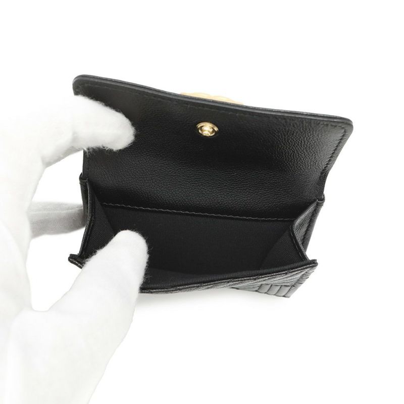 シャネル 三つ折財布 ボーイシャネル ココマーク スモールウォレット キャビアスキン A84432 CHANEL 黒