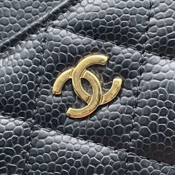 シャネル カードケース クラシック マトラッセ ココマーク キャビアスキン AP0213 CHANEL 定期入れ 名刺入れ パスケース 黒