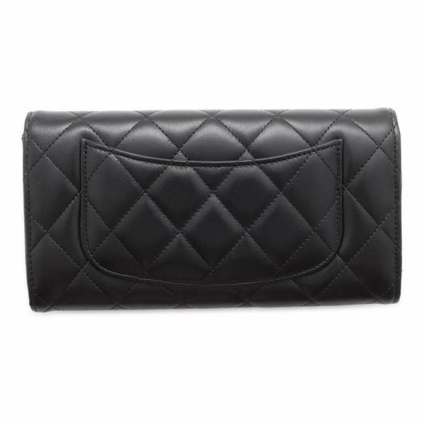 シャネル 長財布 クラシック ロング フラップ ウォレット マトラッセ ココマーク ラムスキン AP0241 CHANEL 財布 黒