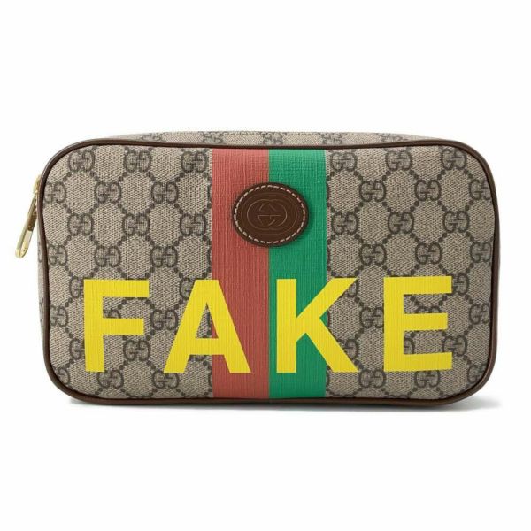 グッチ ボディバッグ GGスプリーム FAKE/NOTプリント 602695 GUCCI バッグ ベルトバッグ