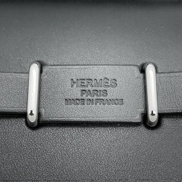 エルメス ショルダーバッグ エールバッグジップ ミニ ブラック/エクリュ/シルバー金具トワルミリタリー/ヴァッシュハンター K刻印 黒