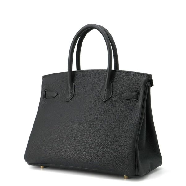 エルメス バーキン30 ブラック/マットゴールド金具 トゴ K刻印 HERMES Birkin ハンドバッグ 黒