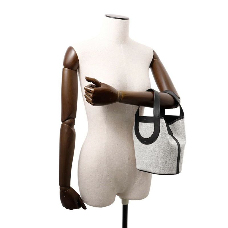 エルメス トートバッグ インザループ 18 エクリュ/ブラック/シルバー金具 トワルアッシュ/スイフト W刻印 黒